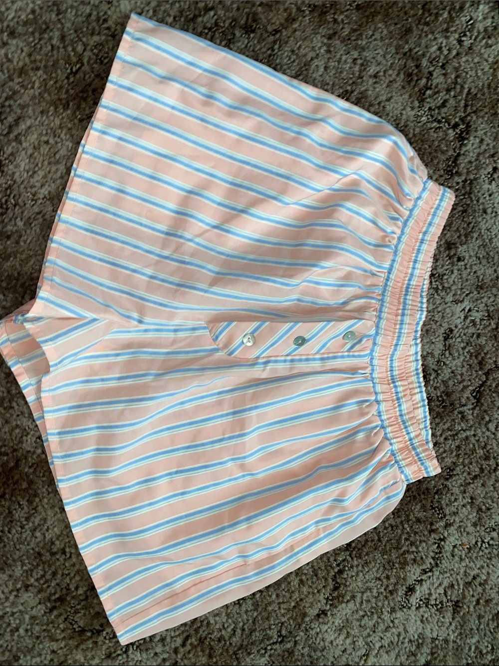 Pink Lily Striped Pink & Blue Elastic Waist Women's Shorts
